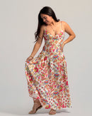 Bohemian Floral Print Sleeveless Maxi Dress
