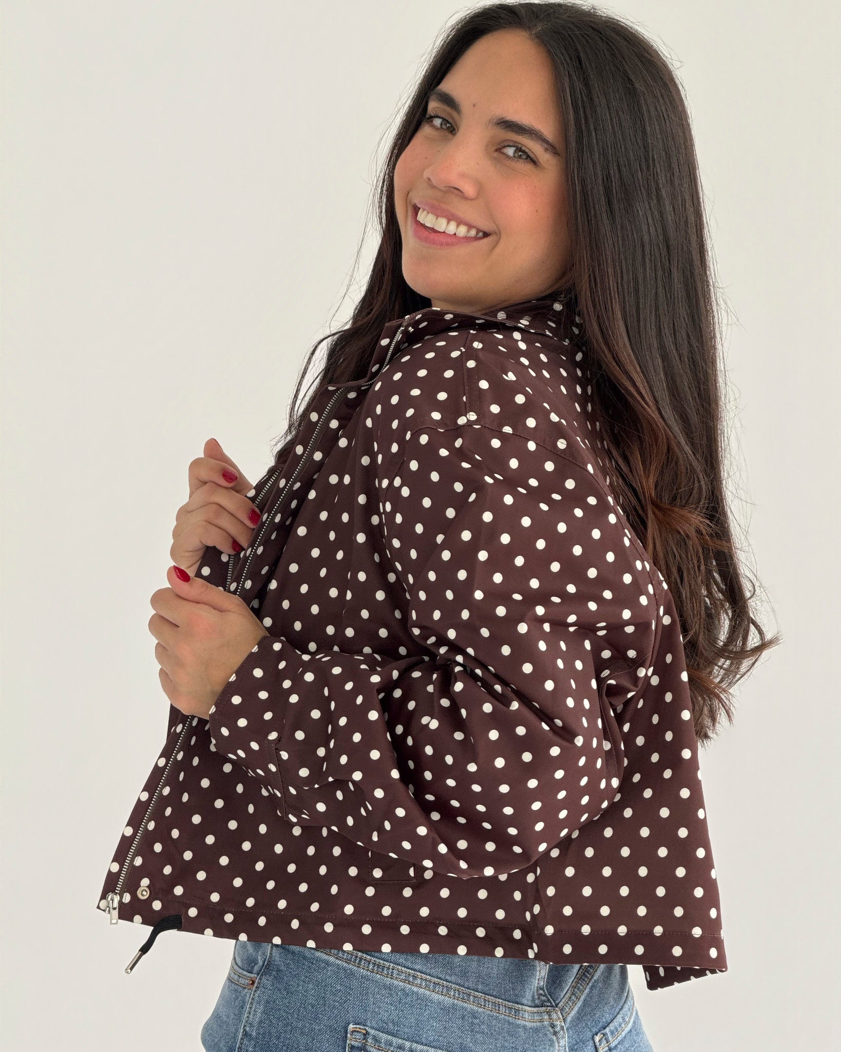 Chocolate Polka Dot Jacket (Oversized)