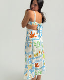 Printed back tie dress