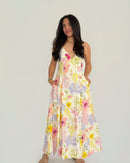 Flowers open back Maxi Dress