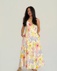 Flowers open back Maxi Dress