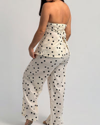 Polka Dot Linen Strapless Set