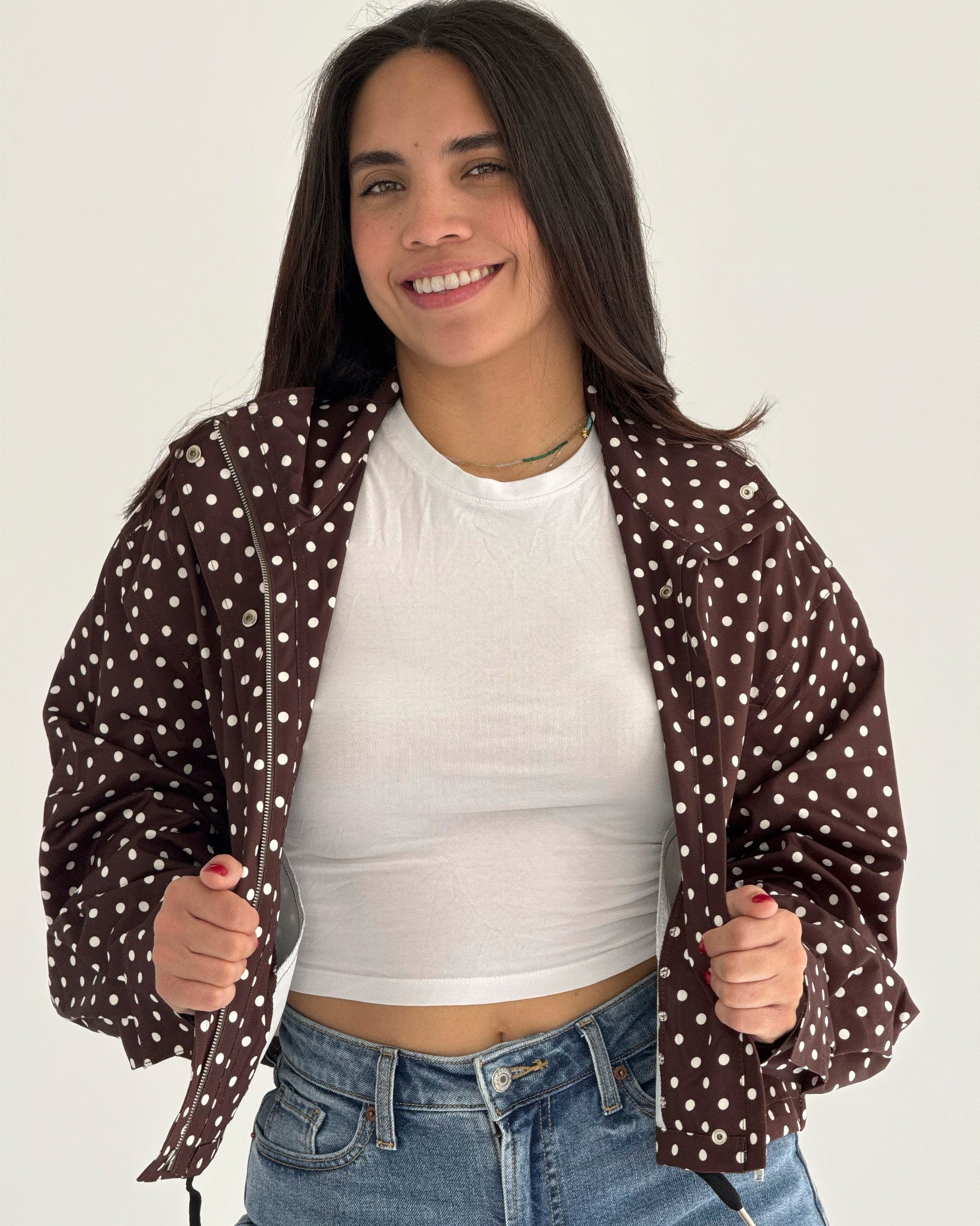 Chocolate Polka Dot Jacket (Oversized)