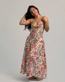 Bohemian Floral Print Sleeveless Maxi Dress