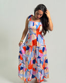 Blue multi dress