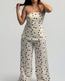 Polka Dot Linen Strapless Set