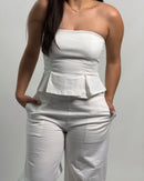 White barrel jumpsuit